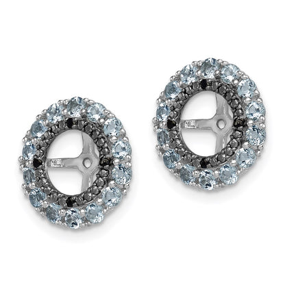 Sterling Silver Rhodium Aquamarine u0026 Black Sapphire Earring Jacket