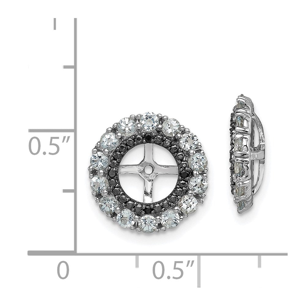 Sterling Silver Rhodium Aquamarine u0026 Black Sapphire Earring Jacket