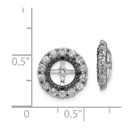 Sterling Silver Rhodium Aquamarine u0026 Black Sapphire Earring Jacket