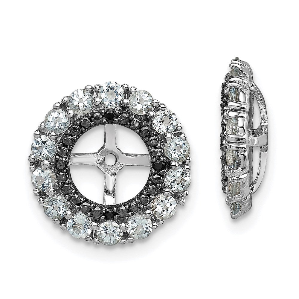 Sterling Silver Rhodium Aquamarine u0026 Black Sapphire Earring Jacket