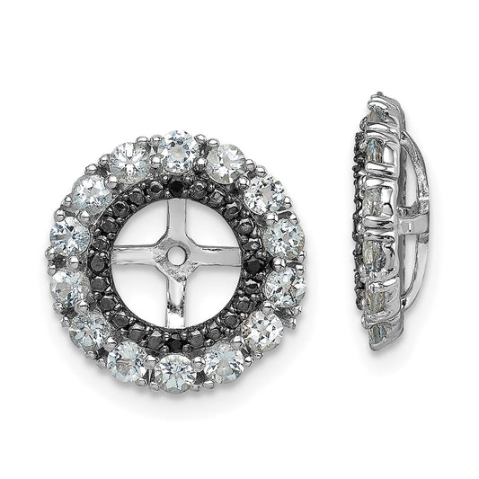 Sterling Silver Rhodium Aquamarine u0026 Black Sapphire Earring Jacket