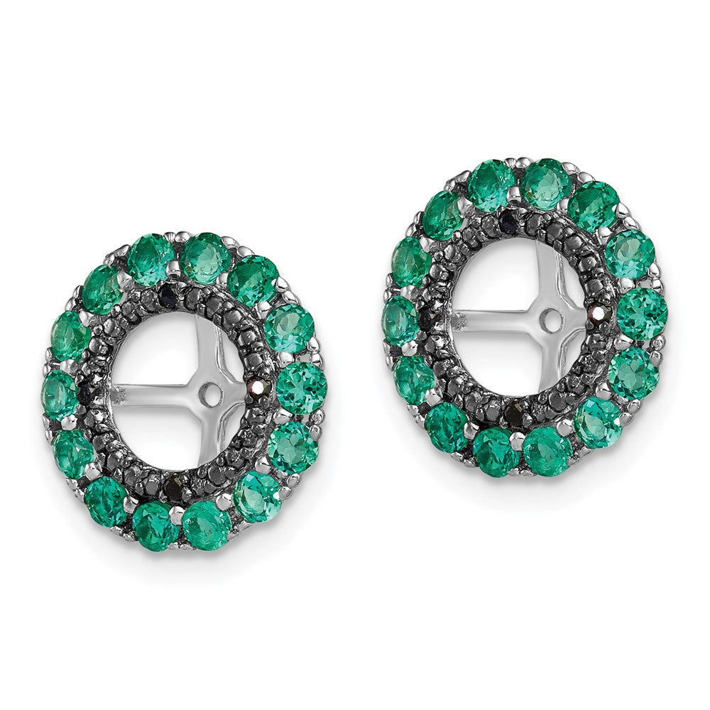 Sterling Silver Rhodium Created Emerald u0026 Black Sapphire Earring Jacket