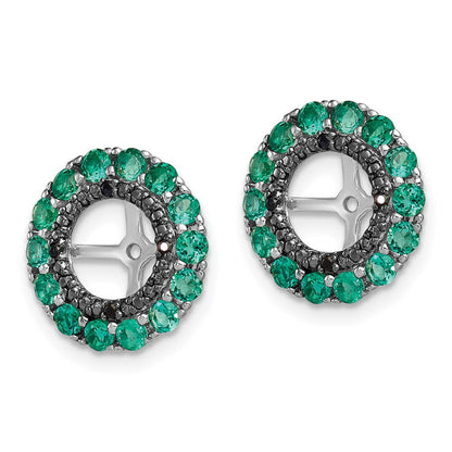 Sterling Silver Rhodium Created Emerald u0026 Black Sapphire Earring Jacket