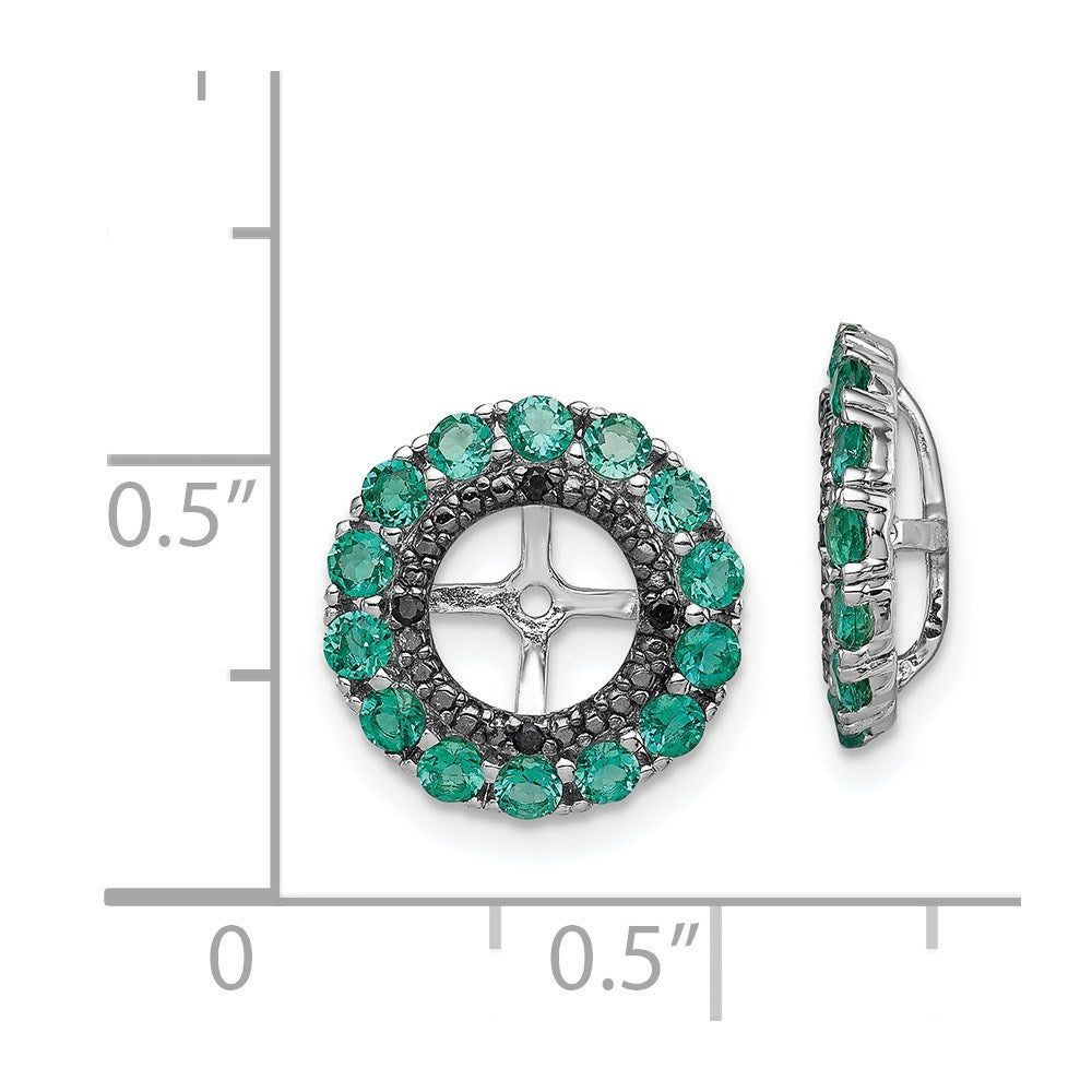 Sterling Silver Rhodium Created Emerald u0026 Black Sapphire Earring Jacket