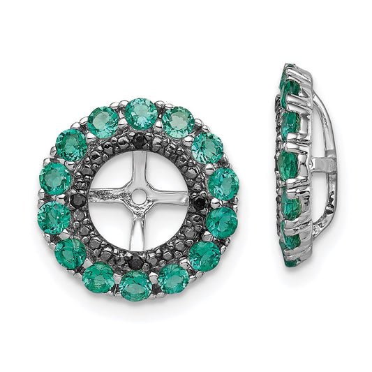 Sterling Silver Rhodium Created Emerald u0026 Black Sapphire Earring Jacket