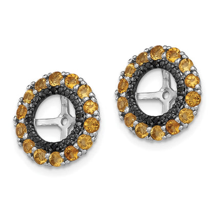 Sterling Silver Rhodium Citrine u0026 Black Sapphire Earring Jacket