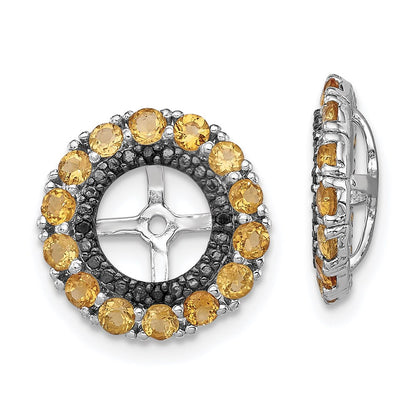 Sterling Silver Rhodium Citrine u0026 Black Sapphire Earring Jacket