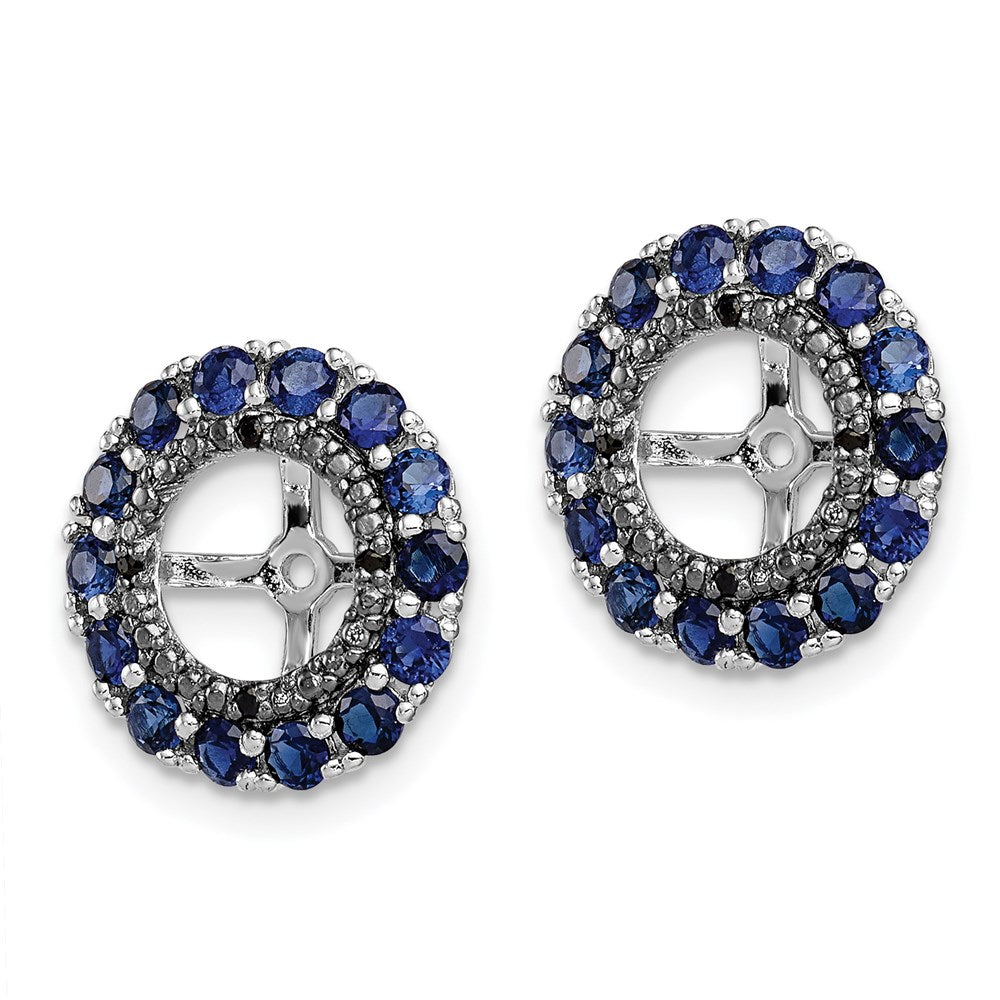Sterling Silver Rhodium Created Sapphire u0026 Black Sapphire Earring Jacket