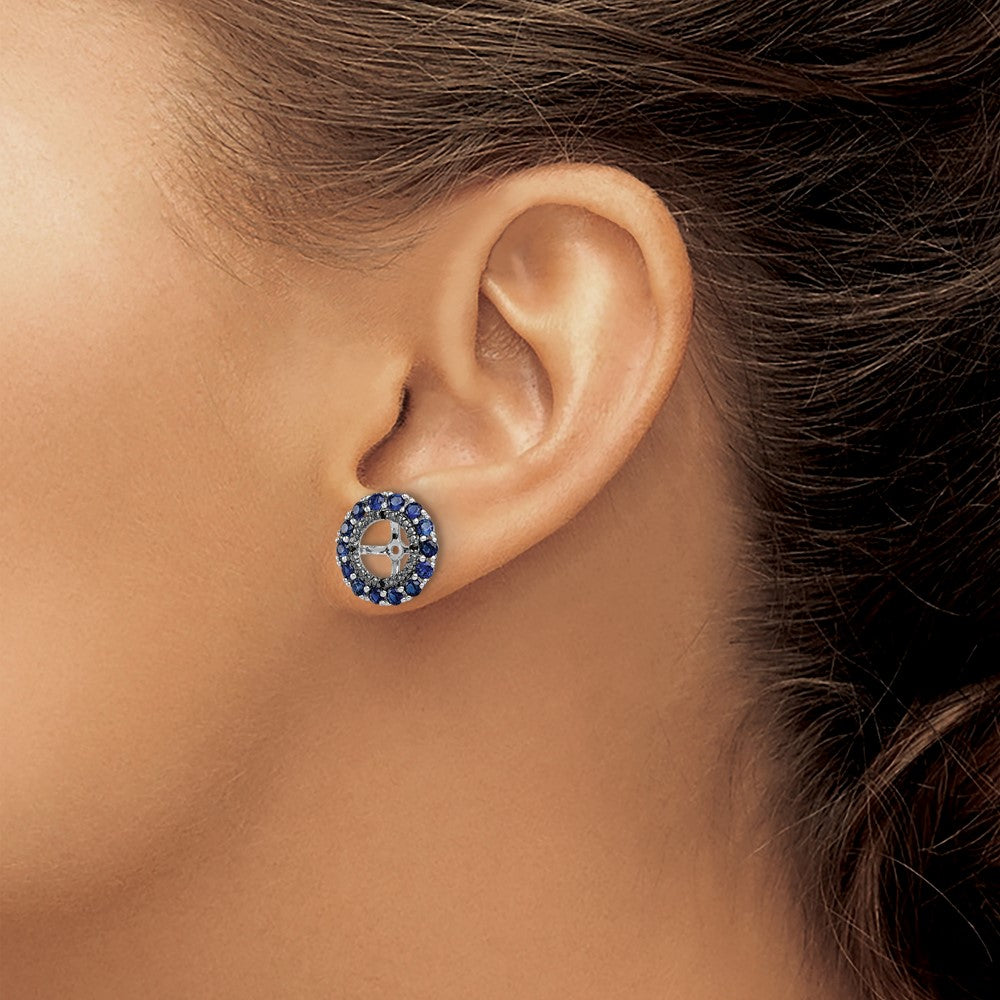 Sterling Silver Rhodium Created Sapphire u0026 Black Sapphire Earring Jacket