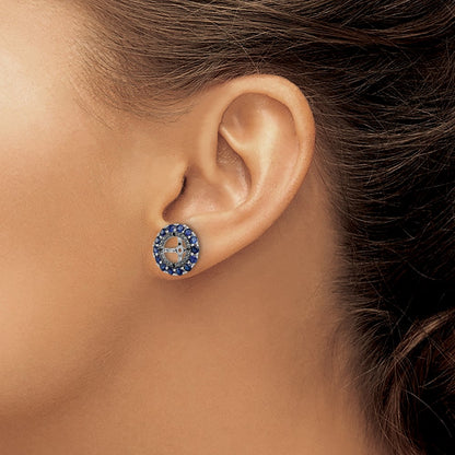 Sterling Silver Rhodium Created Sapphire u0026 Black Sapphire Earring Jacket