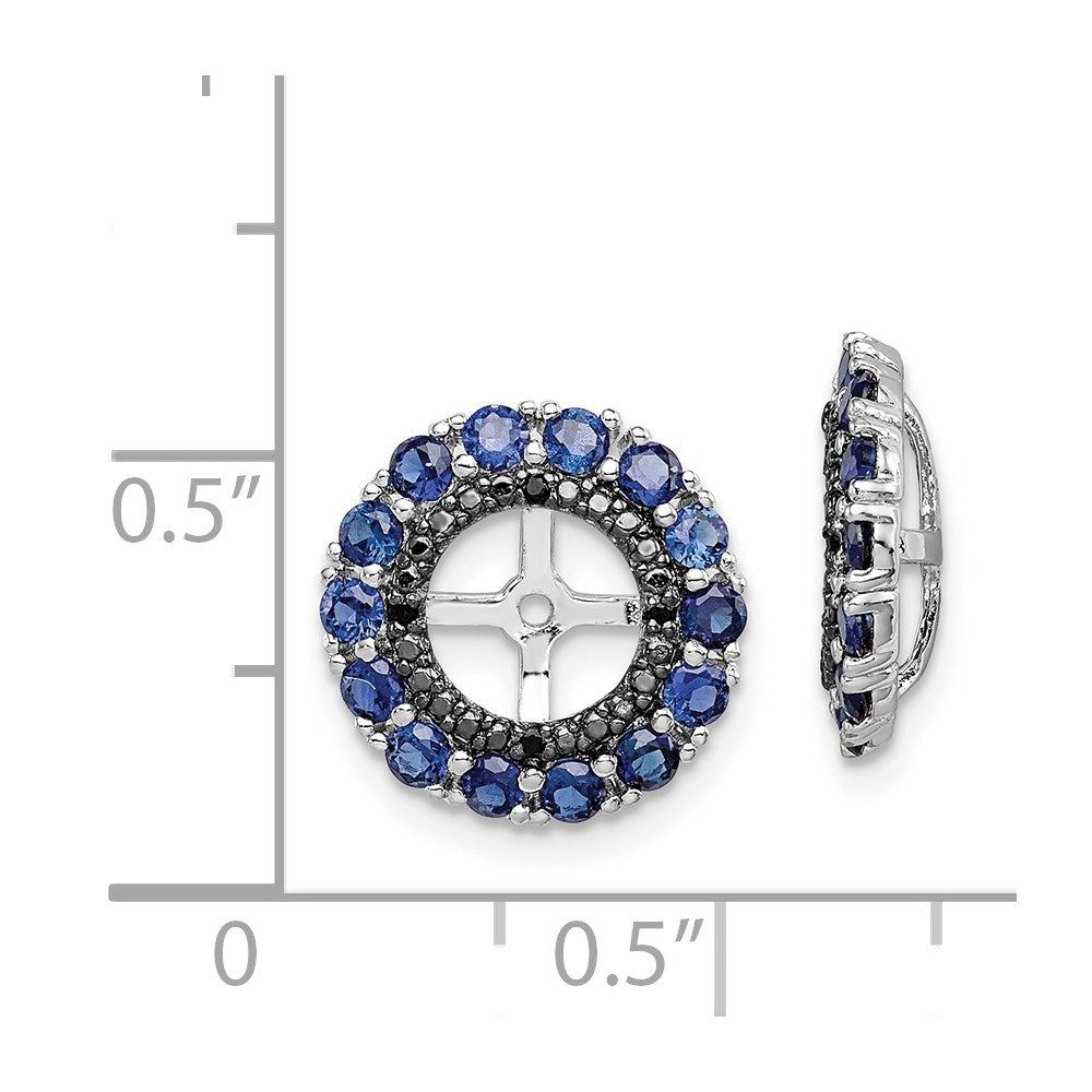 Sterling Silver Rhodium Created Sapphire u0026 Black Sapphire Earring Jacket