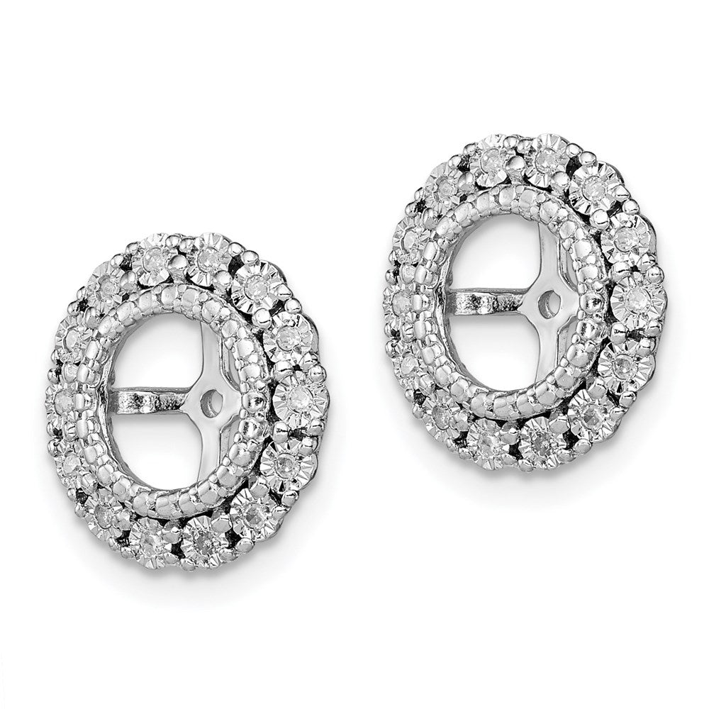 Sterling Silver Rhodium Diamond Earring Jacket