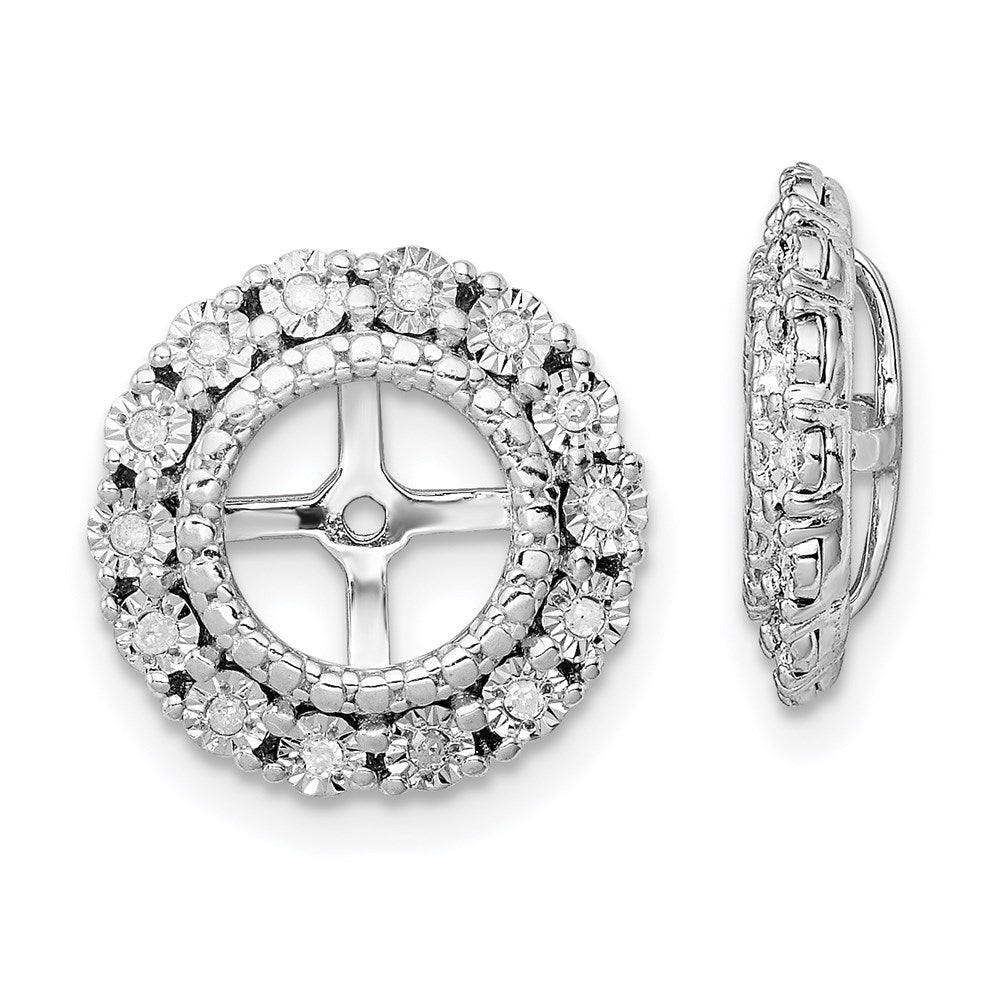 Sterling Silver Rhodium Diamond Earring Jacket