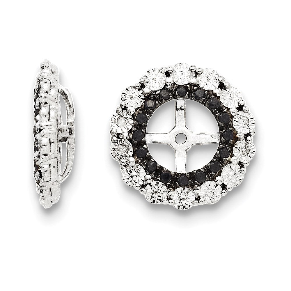 Sterling Silver Rhodium Diamond u0026 Black Sapphire Earring Jacket