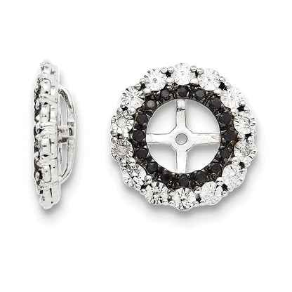 Sterling Silver Rhodium Diamond u0026 Black Sapphire Earring Jacket