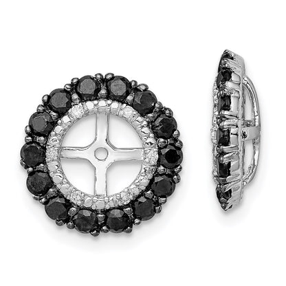 Sterling Silver Rhodium Diamond u0026 Black Sapphire Earring Jacket