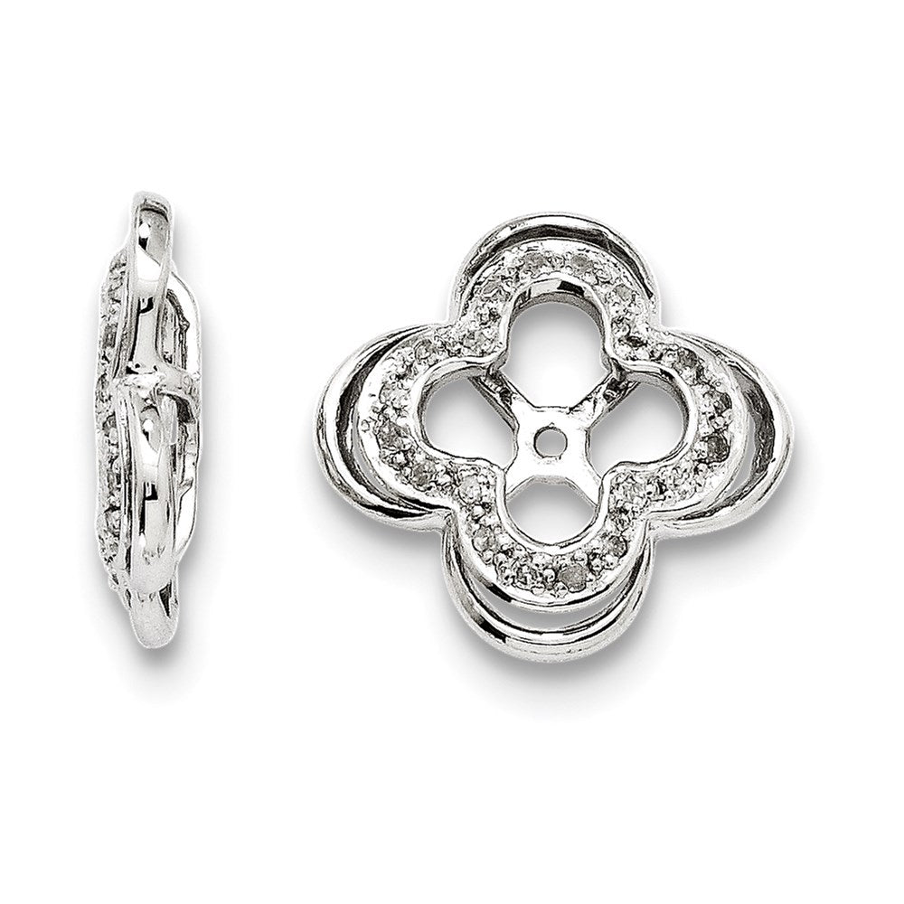 Sterling Silver Rhodium Diamond Earring Jacket