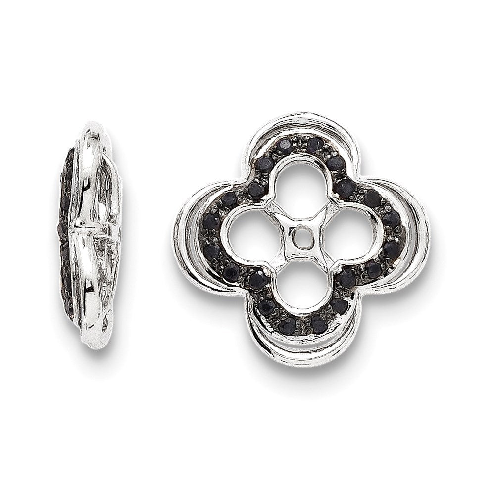 Sterling Silver Rhodium Black Sapphire Earring Jacket