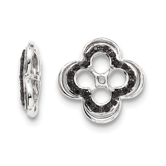 Sterling Silver Rhodium Black Sapphire Earring Jacket