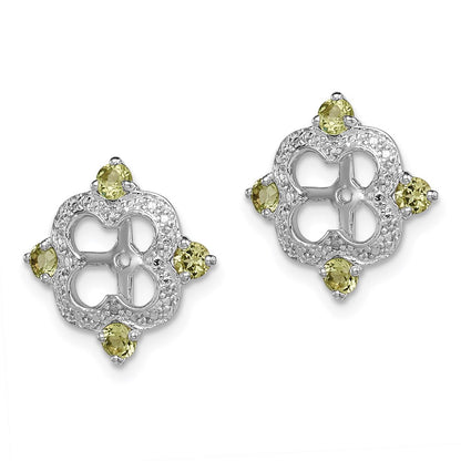 Sterling Silver Rhodium Diamond u0026 Peridot Earring Jacket