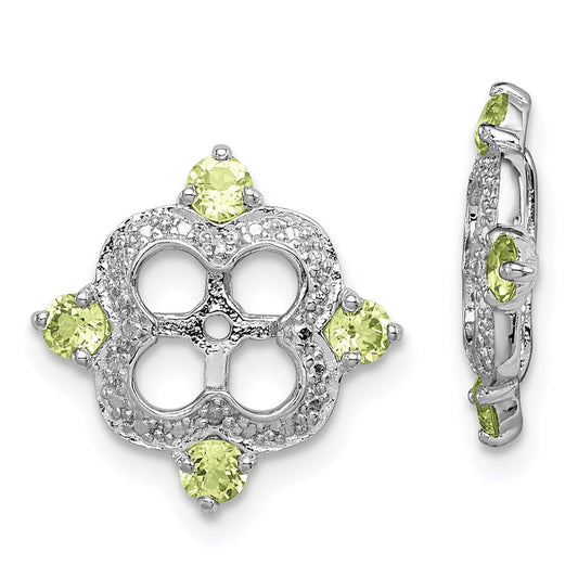 Sterling Silver Rhodium Diamond u0026 Peridot Earring Jacket