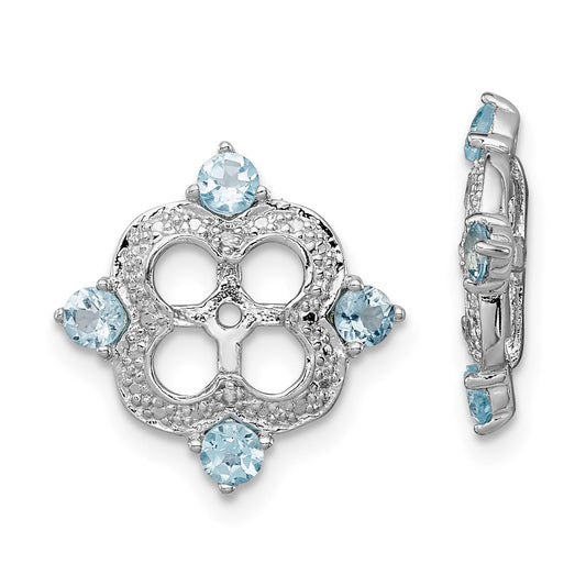 Sterling Silver Rhodium Diamond u0026 Swiss Blue Topaz Earring Jacket