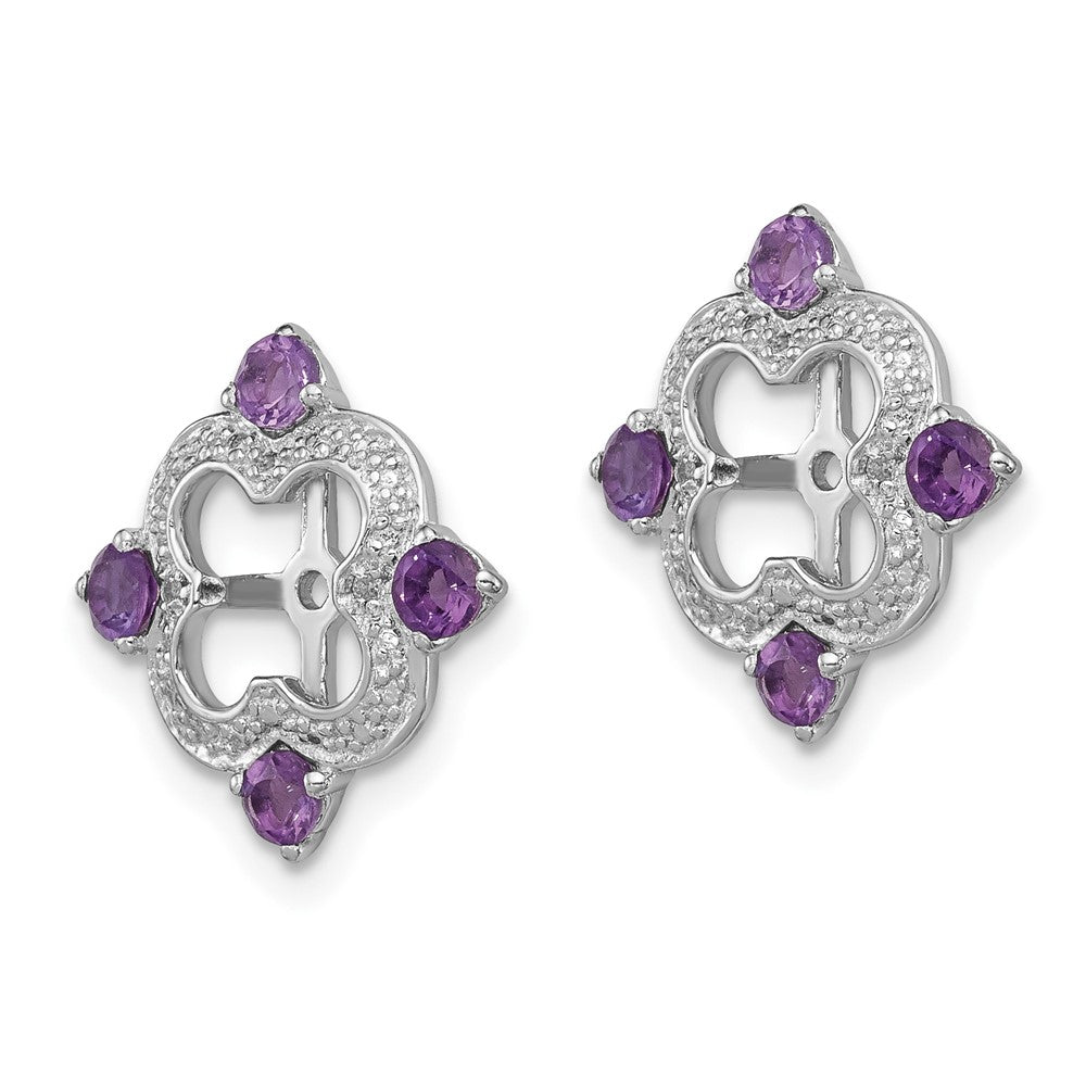 Sterling Silver Rhodium Diamond u0026 Amethyst Earring Jacket