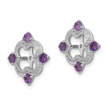 Sterling Silver Rhodium Diamond u0026 Amethyst Earring Jacket