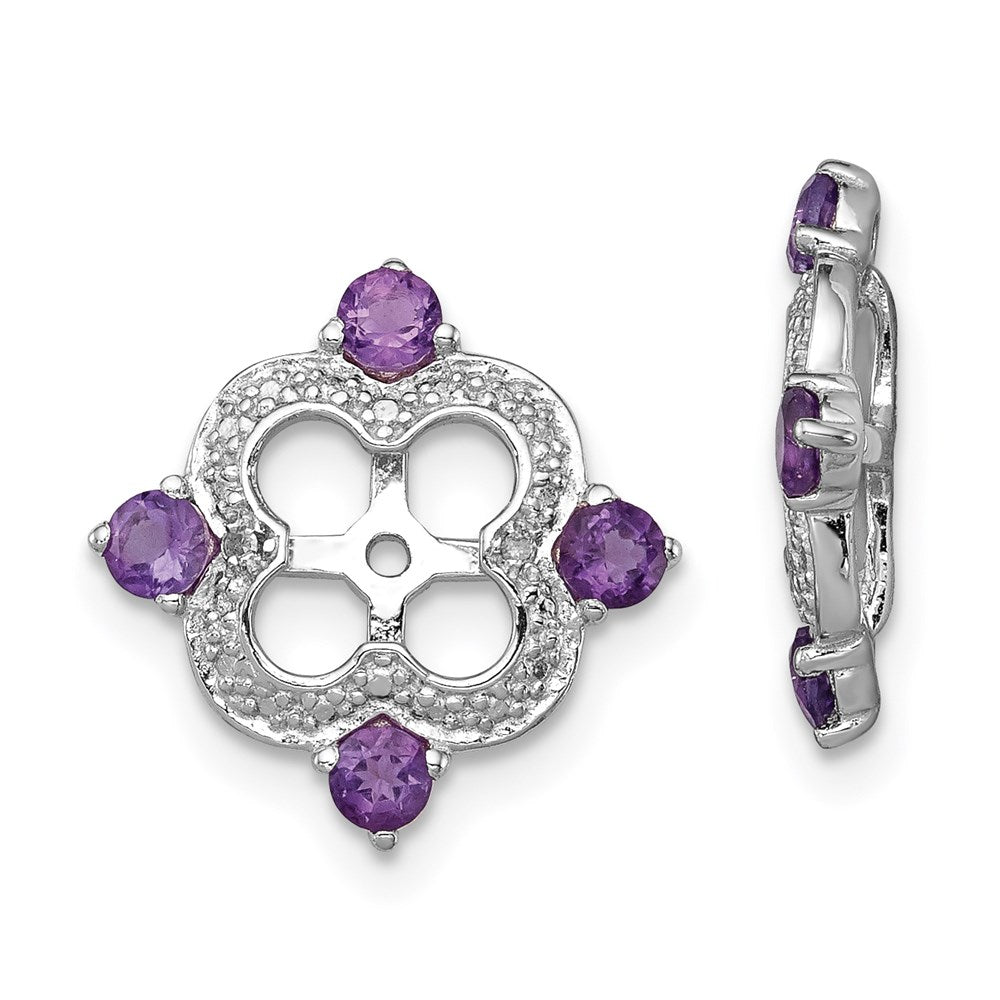 Sterling Silver Rhodium Diamond u0026 Amethyst Earring Jacket