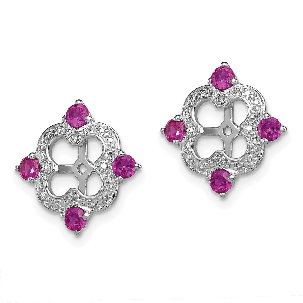 Sterling Silver Rhodium Diamond u0026 Created Ruby Earring Jacket