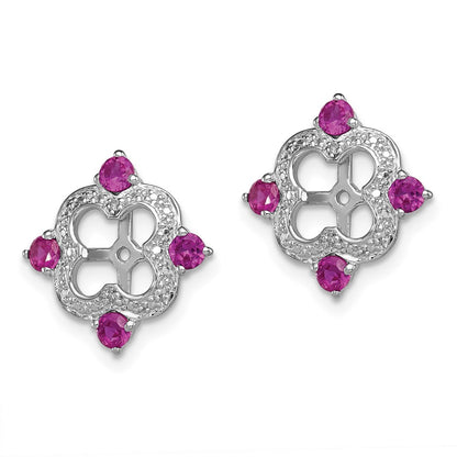 Sterling Silver Rhodium Diamond u0026 Created Ruby Earring Jacket