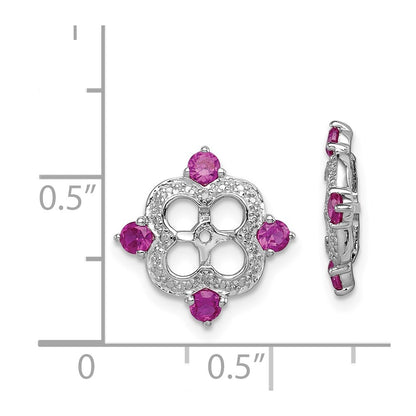 Sterling Silver Rhodium Diamond u0026 Created Ruby Earring Jacket