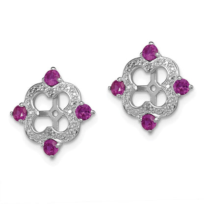 Sterling Silver Rhodium Diamond u0026 Rhodolite Garnet Earring Jacket