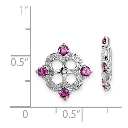 Sterling Silver Rhodium Diamond u0026 Rhodolite Garnet Earring Jacket