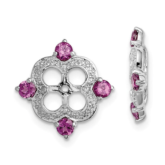 Sterling Silver Rhodium Diamond u0026 Rhodolite Garnet Earring Jacket
