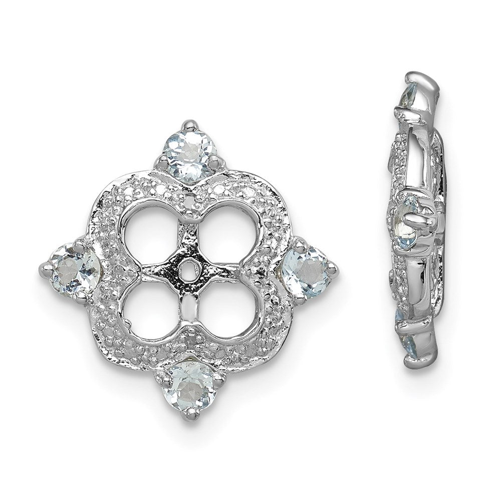 Sterling Silver Rhodium Diamond u0026 Aquamarine Earring Jacket