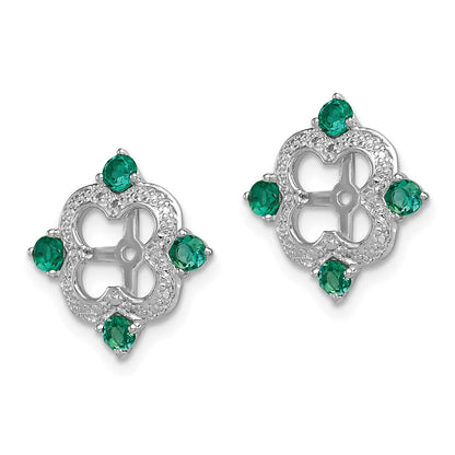 Sterling Silver Rhodium Diamond u0026 Created Emerald Earring Jacket