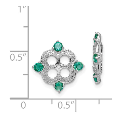 Sterling Silver Rhodium Diamond u0026 Created Emerald Earring Jacket