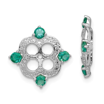 Sterling Silver Rhodium Diamond u0026 Created Emerald Earring Jacket