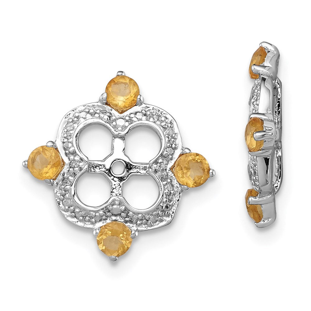 Sterling Silver Rhodium Diamond u0026 Citrine Earring Jacket