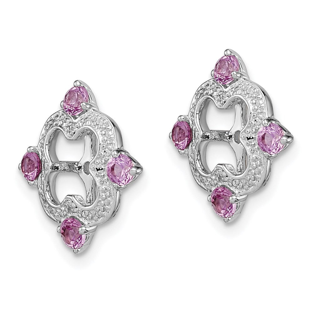 Sterling Silver Rhodium Diamond u0026 Created Pink Sapphire Earring Jacket