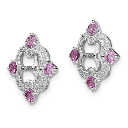 Sterling Silver Rhodium Diamond u0026 Created Pink Sapphire Earring Jacket