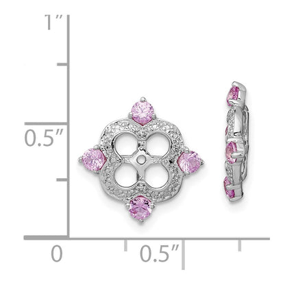 Sterling Silver Rhodium Diamond u0026 Created Pink Sapphire Earring Jacket