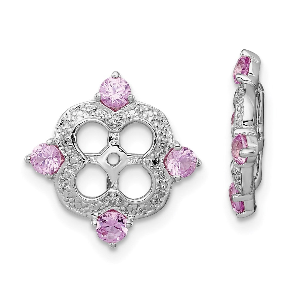 Sterling Silver Rhodium Diamond u0026 Created Pink Sapphire Earring Jacket