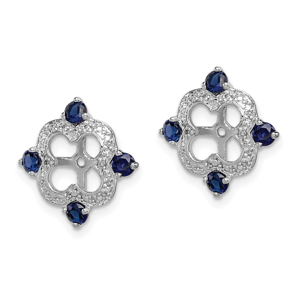 Sterling Silver Rhodium Diamond u0026 Created Sapphire Earring Jacket