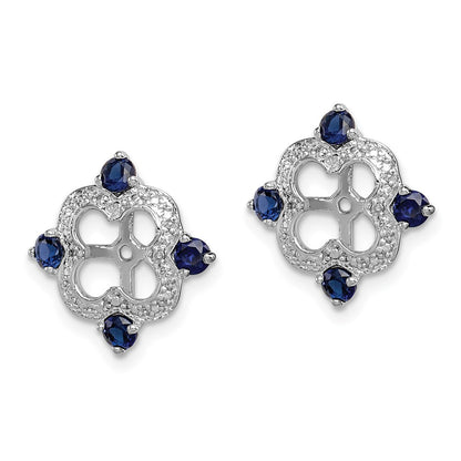 Sterling Silver Rhodium Diamond u0026 Created Sapphire Earring Jacket