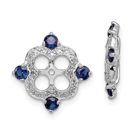 Sterling Silver Rhodium Diamond u0026 Created Sapphire Earring Jacket