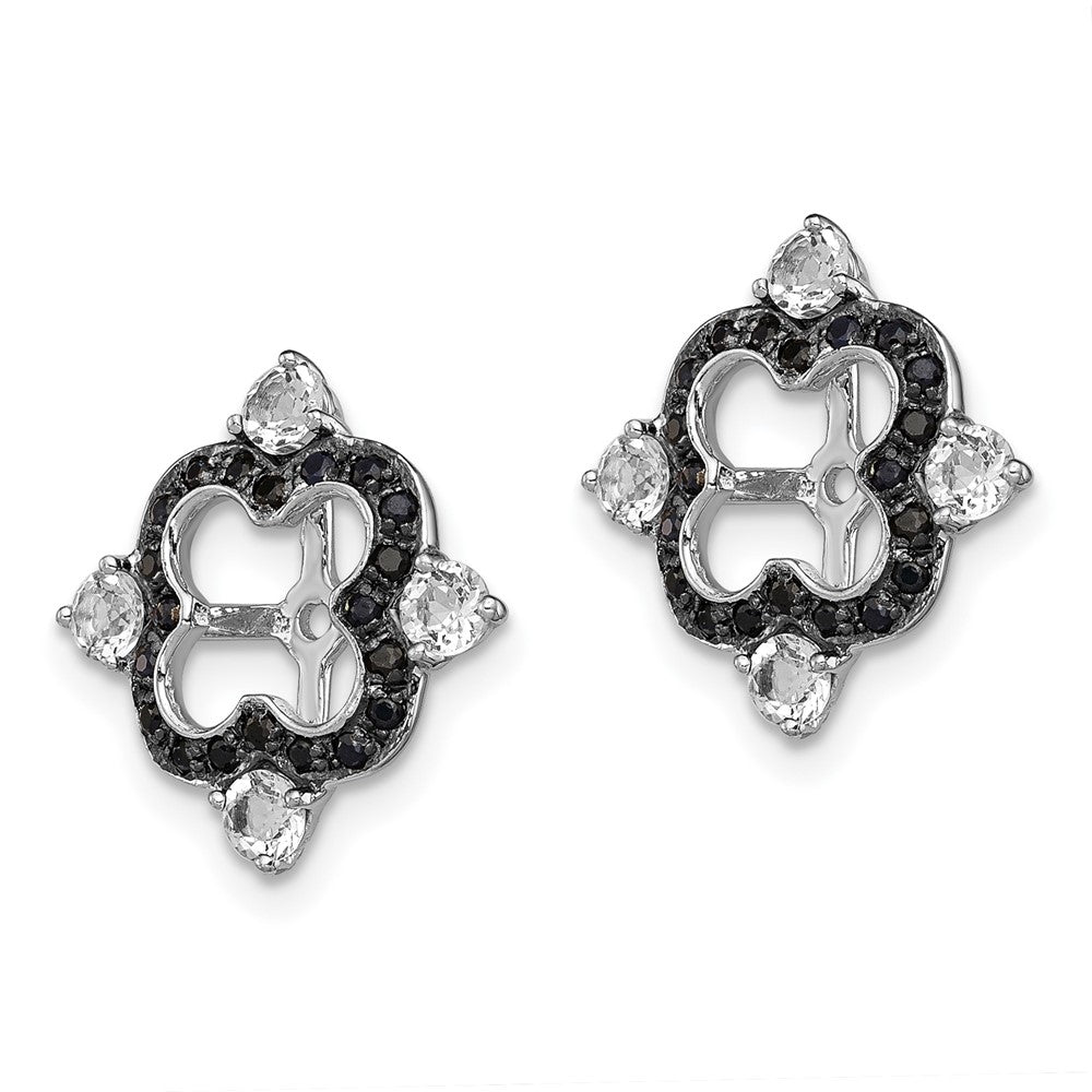 Sterling Silver Rhodium White Topaz u0026 Black Sapphire Earring Jacket