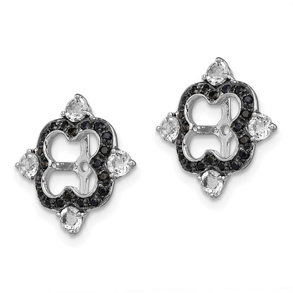 Sterling Silver Rhodium White Topaz u0026 Black Sapphire Earring Jacket
