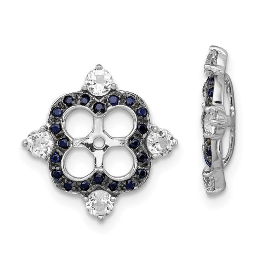 Sterling Silver Rhodium White Topaz u0026 Black Sapphire Earring Jacket